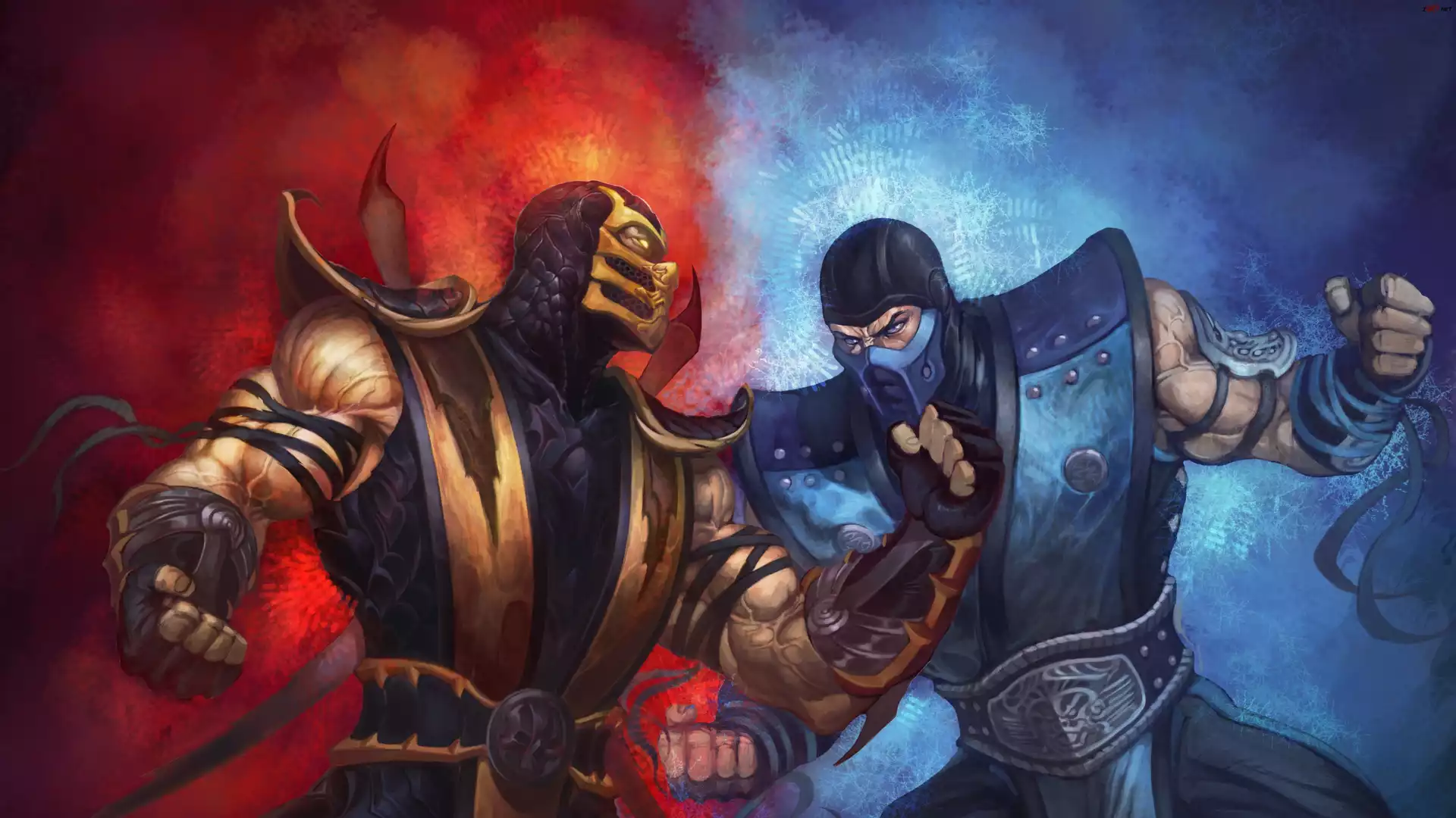 Mortal Kombat, Sub Zero, Scorpion, Lód, Ogieñ, Cios